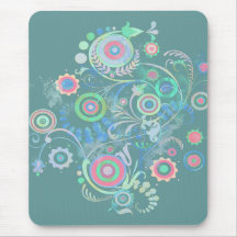 Cool Retro Swirl Teal Mousepad