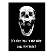 Cool Simple Elegant Classic Black White Skull Post Card