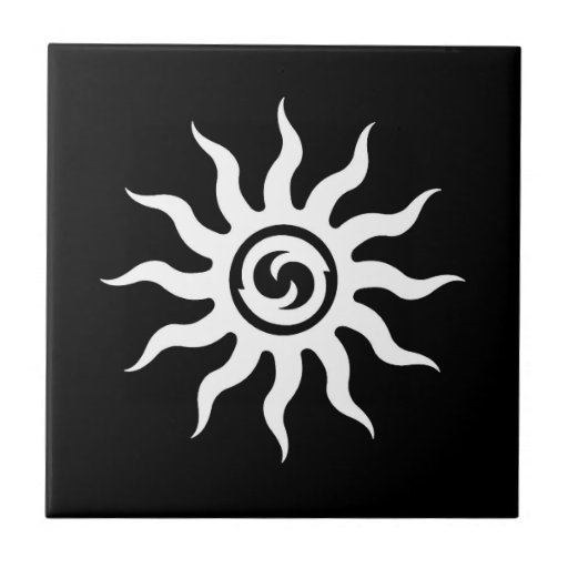 Cool Simple Elegant Classic Black White Tribal Ceramic Tile