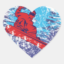 Cool Snowboarder Heart Stickers