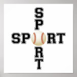 Cool Sport Baseball Cross Poster