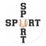 Cool Sport Baseball Cross Round Stickers