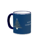 Cool & Stylish Blue Christmas Trees Ringer Mug
