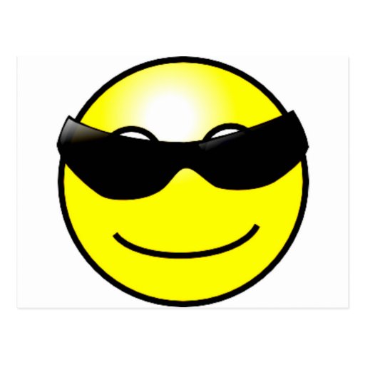 Cool Sunglasses Yellow Smiley Face Postcards