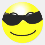 Cool Sunglasses Yellow Smiley Face Round Sticker