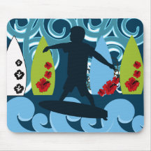 Cool Surfer Dude Surfing Beach Ocean Design Mousepad