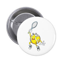 Cool Tennis Ball Holding Racquet Pinback Buttons