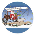 Cool Vintage Biplane Santa Claus stickers