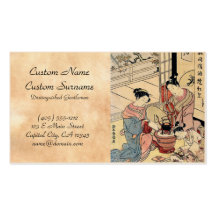 Cool vintage ukiyo-e japanese ladies and child business card templates