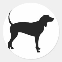 Coonhound Dog (black) Round Stickers