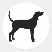Coonhound Silhouette (black) Round Sticker