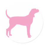 Coonhound Silhouette (pink) Round Stickers