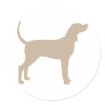 Coonhound Silhouette (tan) Round Sticker