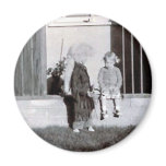 coonskin kid and girl refrigerator magnet