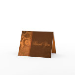 Copper and Brown Damask Thank You Card