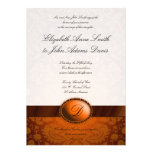 Copper Ribbon Damask Wedding Invitation