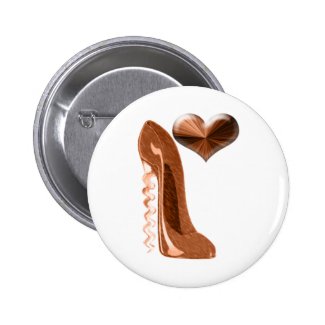 Copper Stiletto High Heel Shoe and 3D Heart Pins