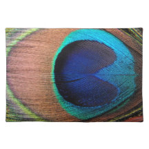 Copper/Teal/Blue Peacock Feather Placemats