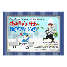 Cops n Robbers Cartoon Party Invitation