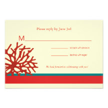 Coral Beach RSVP Response Card Personalized Invitation