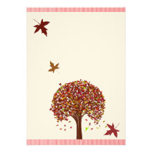 Coral Burgundy Red Lime Tree Wedding Invitation