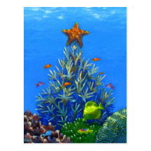 Coral Christmas Tree postcard