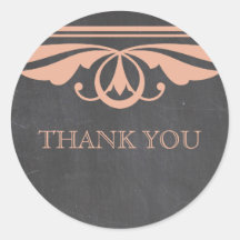 Coral Deco Chalkboard Thank You Stickers
