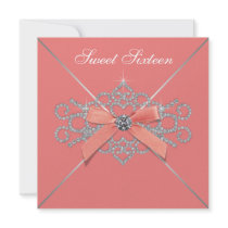 Coral Diamonds Coral Sweet 16 Birthday Party