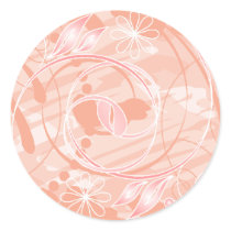 coral flowers round stickers