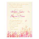 Coral & Fuchsia Flower Butterfly Wedding Invites