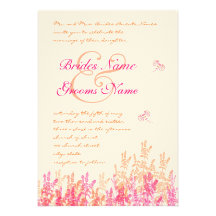 Coral & Fuchsia Flower Butterfly Wedding Invites