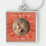 Coral Gerber Daisy Baby Photo Key Chain