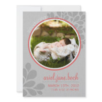 Coral & Grey | Baby Girl Announcement