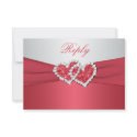 Coral Pink and Grey Joined Hearts Reply Card invitations