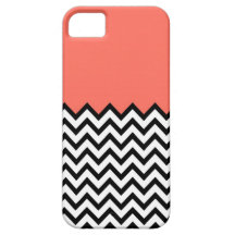 Coral Pink Peach Colour Block Chevron iPhone 5 Cas