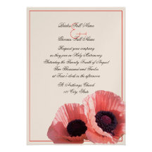 Coral Poppies Personalised Invitations