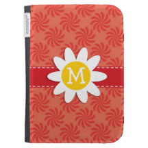 Coral & Red Swirl; Spring Flower Kindle Keyboard Case