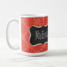 Coral & Red Swirl; Vintage Chalkboard Mug