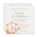 Coral Rose Wild Flowers Wedding Invitations