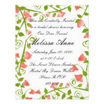 Coral Sweet-Pea Blossoms invitations