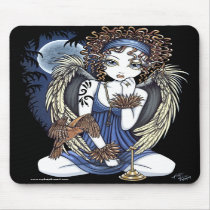 "Cordelia" Gothic Moon Oil Bird Angel Art Mousepad