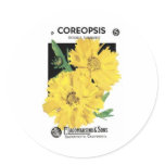 Coreopsis Double Sunburst, F. Lagomarsino & Sons Round Stickers