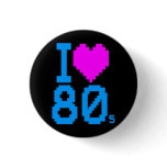 COREY TIGER 1980s RETRO I HEART 80's LOVE buttons