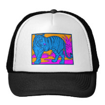 COREY TIGER 1980's RETRO JUNGLE TIGER BLUE Trucker Hat