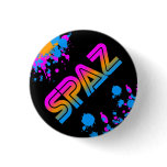 COREY TIGER 1980s SPAZ SPLATTER PIN BUTTON