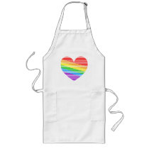 Corey Tiger 80s Rainbow Stripe Heart Long Apron