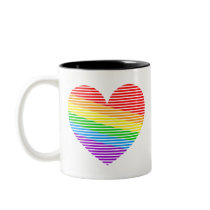 Corey Tiger 80s Rainbow Stripe Heart Mug
