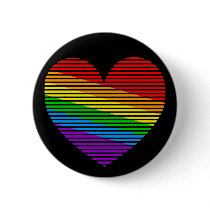 Corey Tiger 80s Rainbow Stripe Heart Pin