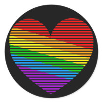 Corey Tiger 80s Rainbow Stripe Heart Stickers