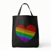 Corey Tiger 80s Rainbow Stripe Heart Tote Bag